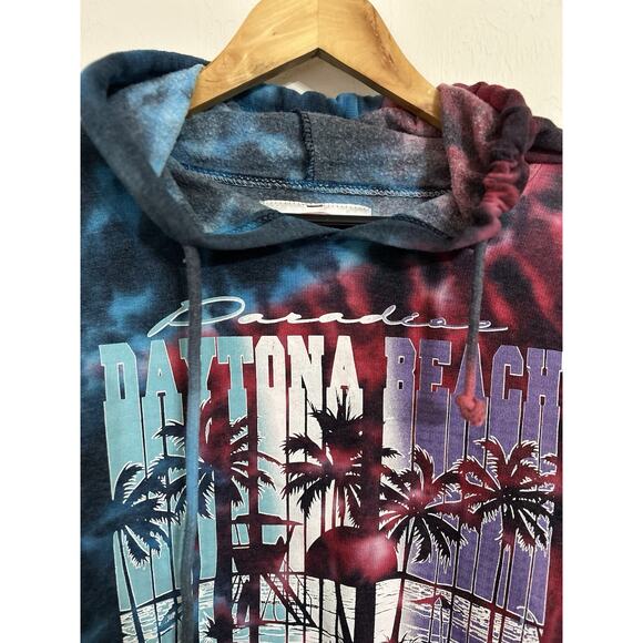 Pop Surf Hoodie Sweatshirt Graphic Print Women’s Size XL Tie Dye Cropped Fleece - Picture 2 of 6